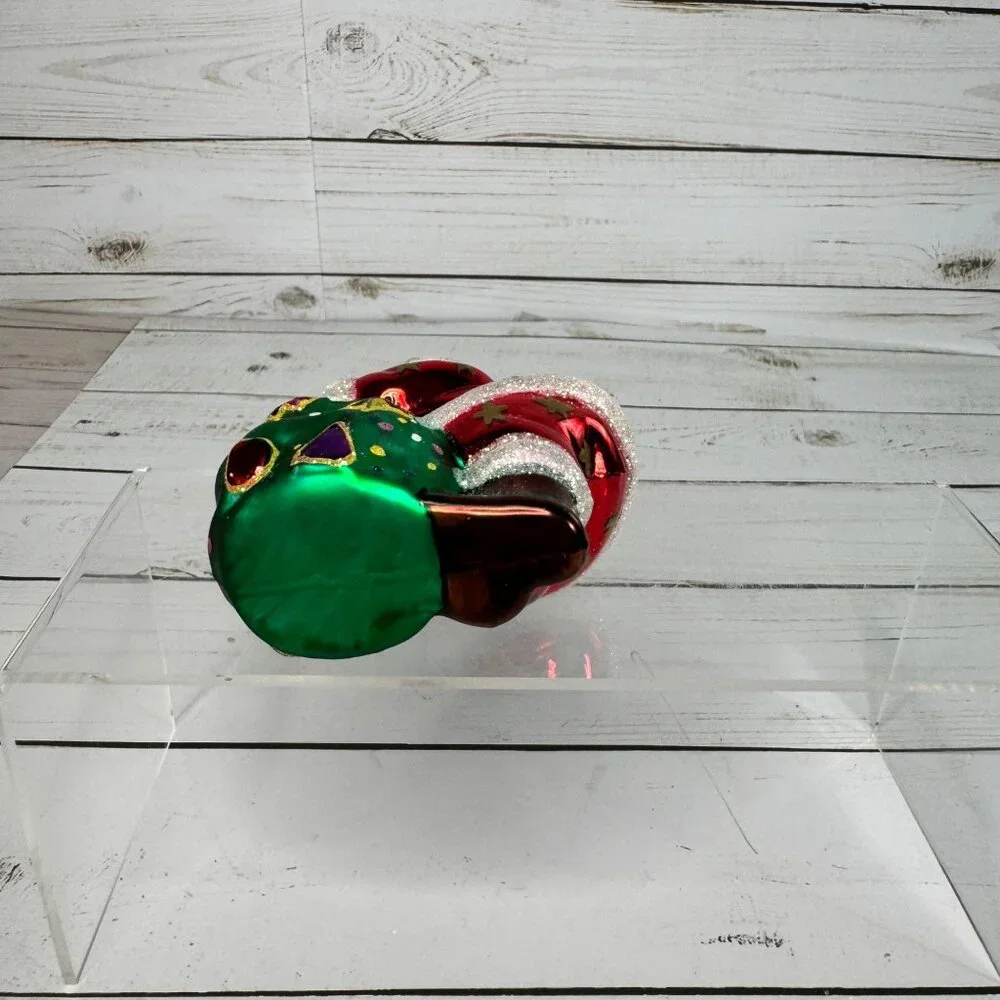 Vtg 2002 Target Hand Painted Blown Glass Santa Ornament‎ Original Box Christmas